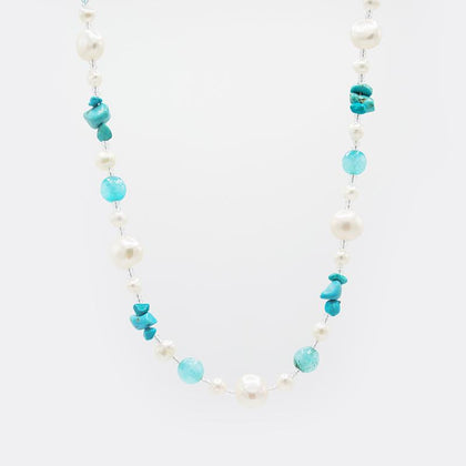 Freshwater Pearl & Natural Gemstones Necklace CE3005