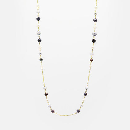 Multi colour Freshwater Pearl with sterling silver chain necklace CS0011