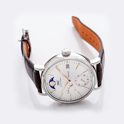 IWC Portofino Hand-Wound Moon Phase Manual-winding Silver Dial Men's Watch