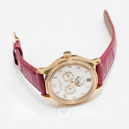 Patek Philippe Complications Annual Calendar Automatic Silver Dial Diamonds Rose Gold Ladies Watch