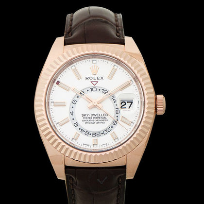 Sky Dweller Automatic White Dial 18ct Everose Gold Men's Watch