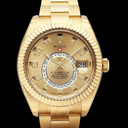 Sky Dweller Champagne Dial 18K Yellow Gold Oyster Bracelet Automatic Men's Watch 326938CAO