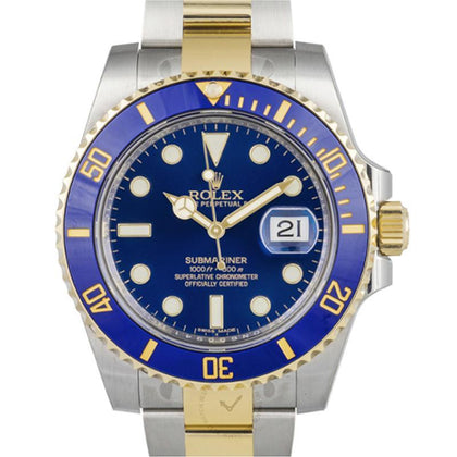 Rolex Submariner 18K Yellow Gold Automatic Blue Dial Men's Watch