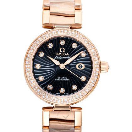 De Ville Automatic Black Dial 18kt Rose Gold Ladies Watch